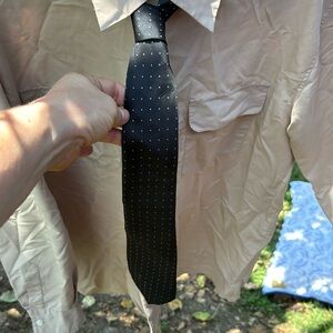 JM Jonathan Martin Black 100% Polyester Men’s Tie Gray Polka Dots